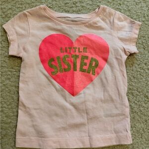 Carter's Pink Little Sister Heart Tee